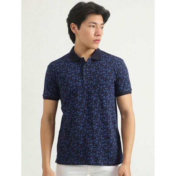 United Colors Of Benetton Other - UCB Men's Men Polo Short Sleeves Golf Casual Blue Printed Tshirt Size L